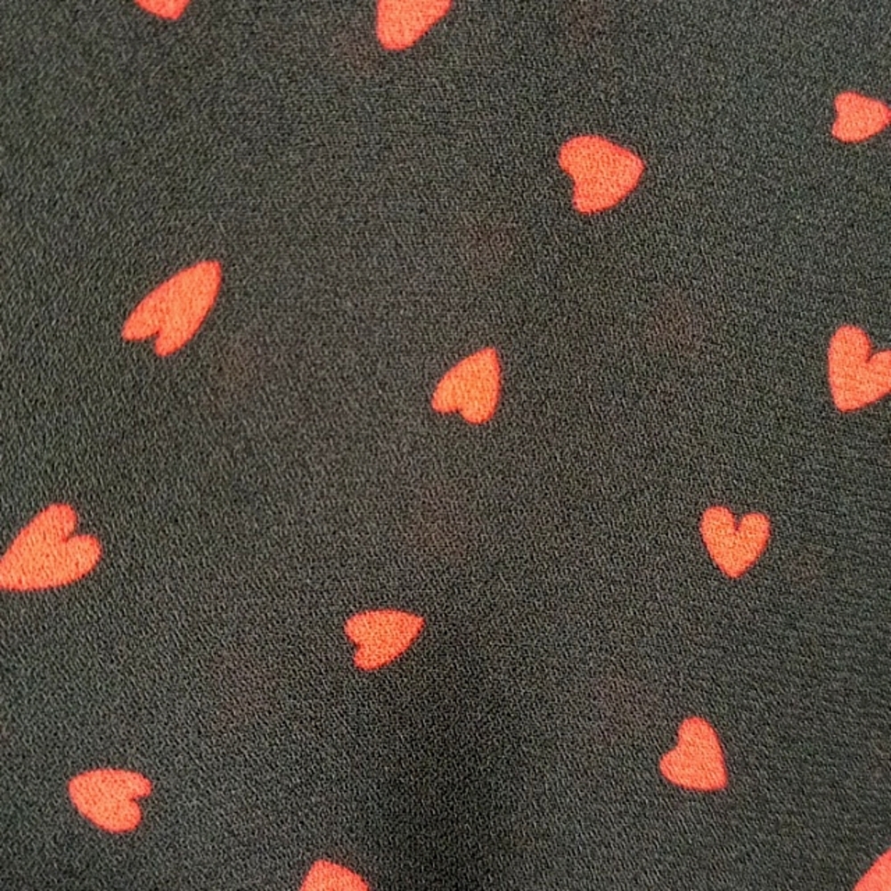 Red Hearts Sheer Black Red Cropped Balloon Sleeve Valentine's Day … - Picture 3 of 5